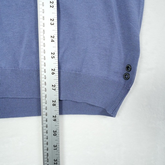 Ron Dorff Men's Silk Blend Short Sleeve Quarter Zip Knit Polo Shirt Blue XXL - Picture 5 of 9